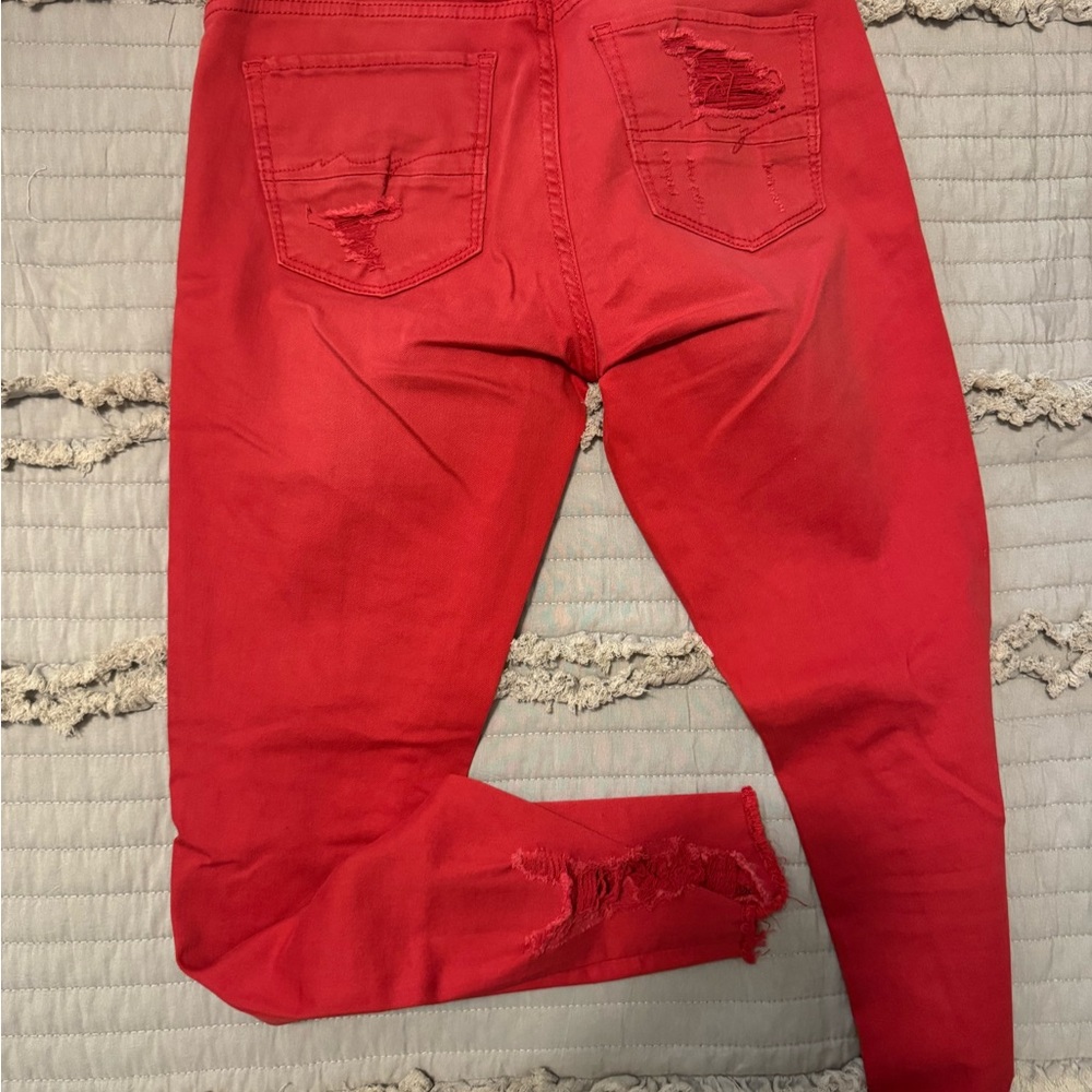 Soho Red Distressed Skinny Jeans - Picture 2 of 2